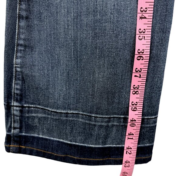 EXPRESS Bell Flare Mid Rise Blue Jeans Size 4 Nautical Button Stretch Denim - Picture 8 of 13